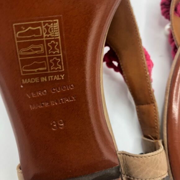 NEW Lanvin Pink Crochet Pearl T-strap Sandals 9 Summer‎ Strap Flat 39 - Picture 6 of 8